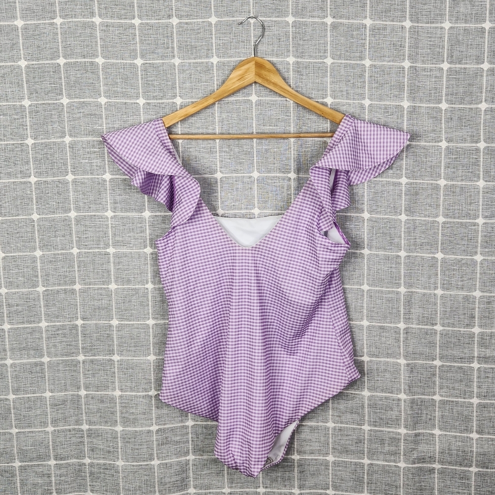 Hill House Lilac Gingham Rosie Swimsuit - Picture 3 of 9